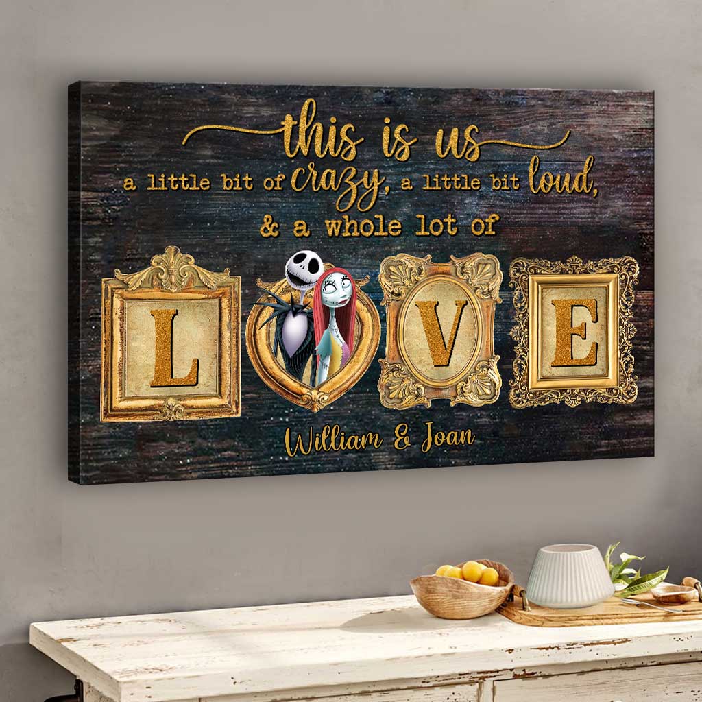 Personalized Nightmare Couple Canvas Art with Names Gift