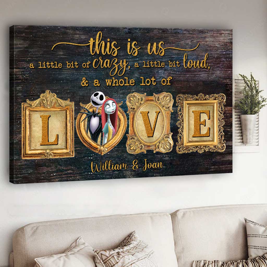 Personalized Nightmare Couple Canvas Art with Names Gift