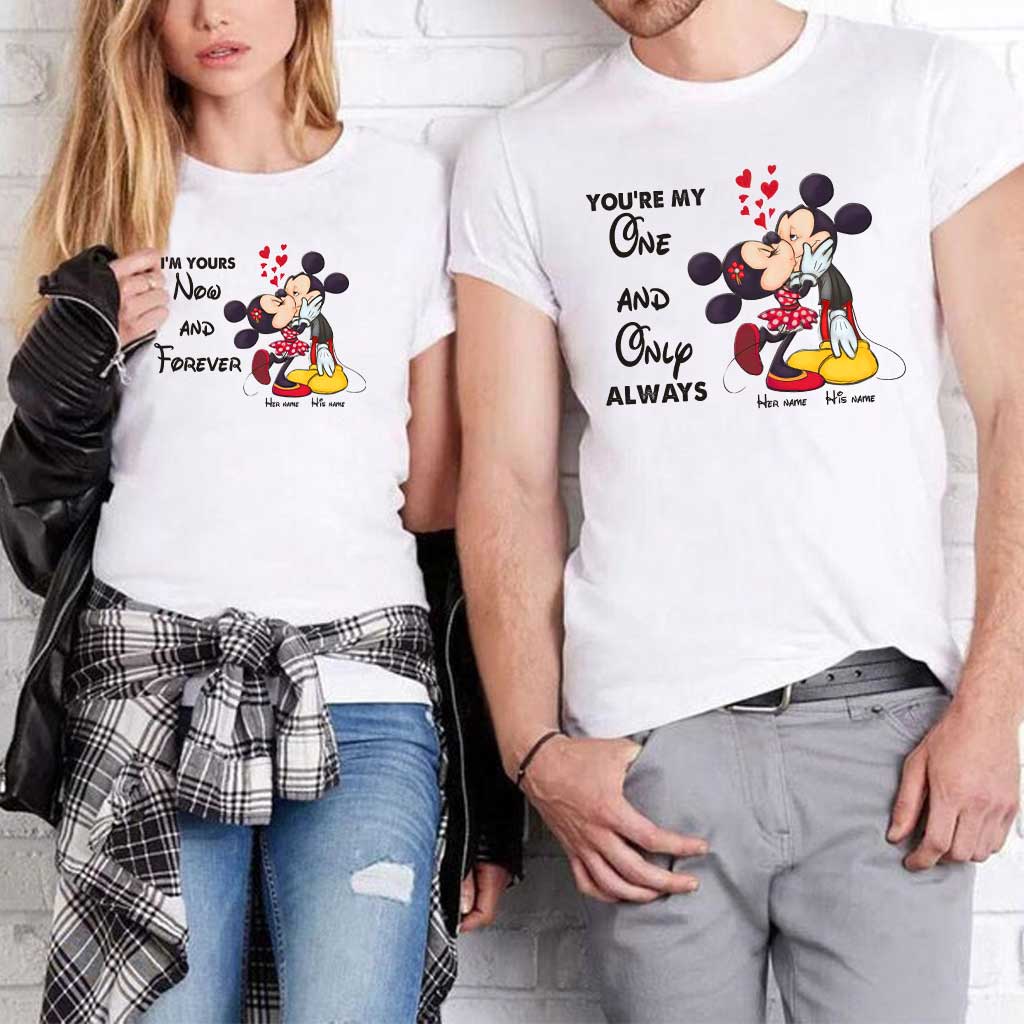 Personalized Couple T-shirt & Hoodie with Mickey Design | Custom Names Gift