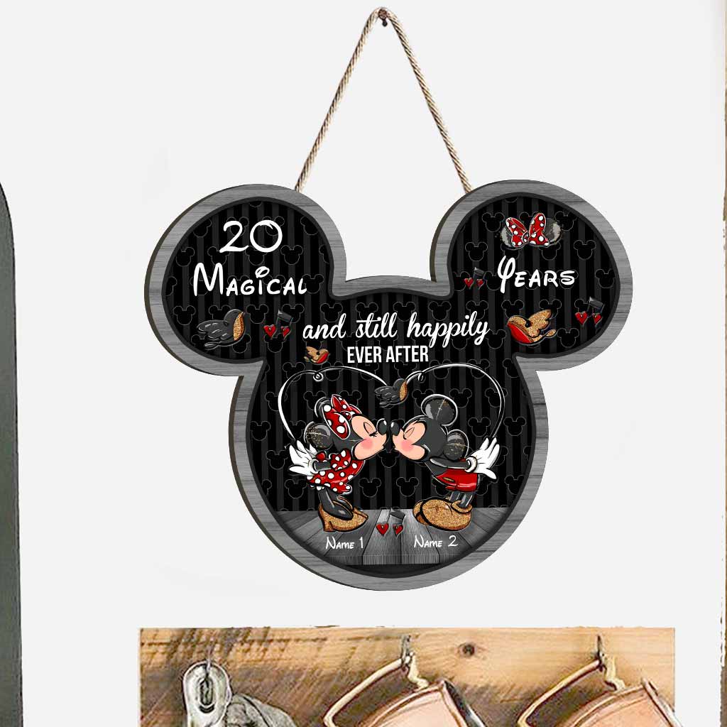 Personalized Mickey Mouse Wood Sign Custom Name Gift for Couple Anniversary