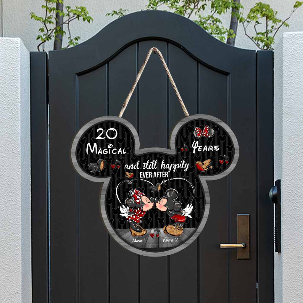 Personalized Mickey Mouse Wood Sign Custom Name Gift for Couple Anniversary