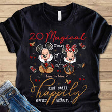 Load image into Gallery viewer, Personalized Couple T-shirt and Hoodie with Names for Anniversary Gift
