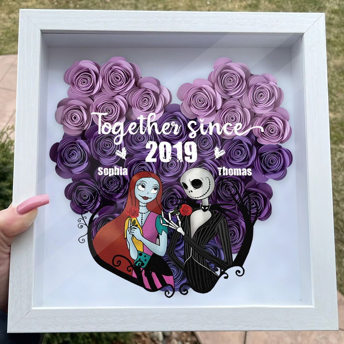 Personalized Flower Shadow Box Custom Date Gift for Couples