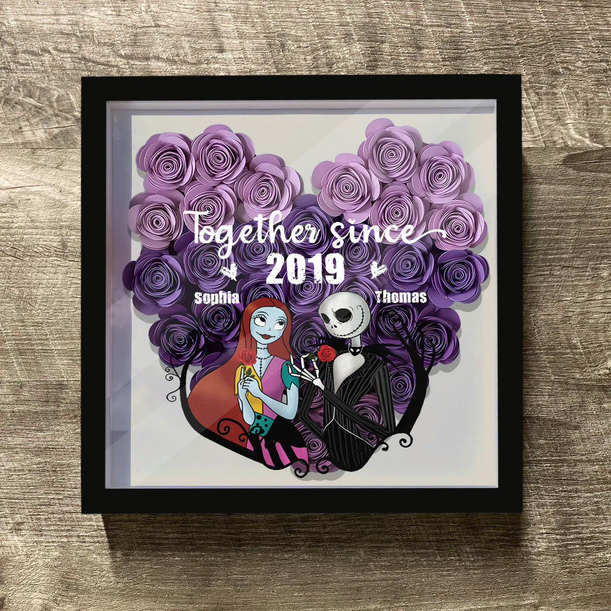 Personalized Flower Shadow Box Custom Date Gift for Couples