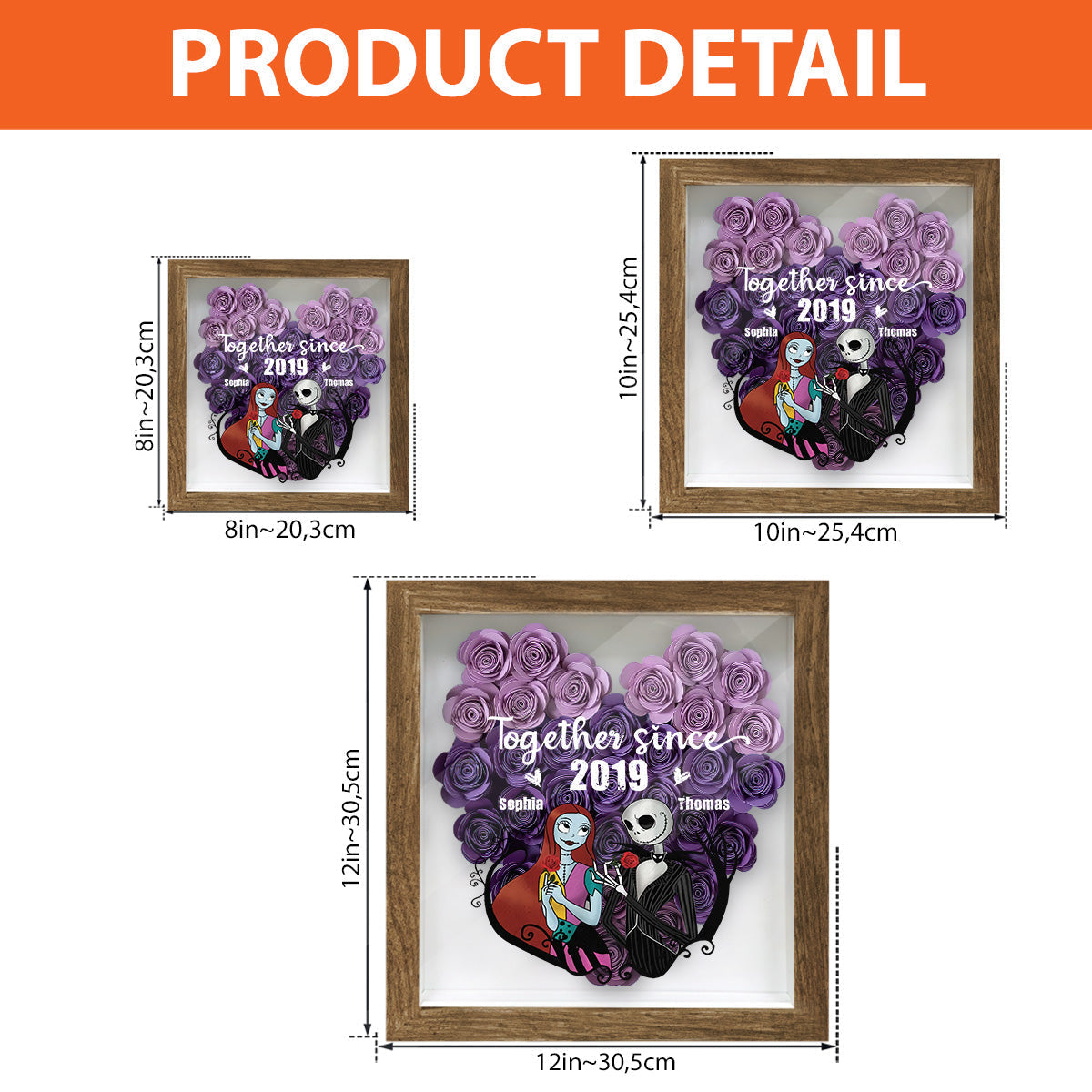 Personalized Flower Shadow Box Custom Date Gift for Couples
