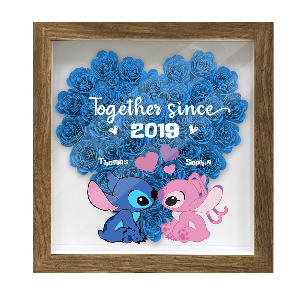 Personalized Ohana Flower Shadow Box Custom Name Gift for Anniversary