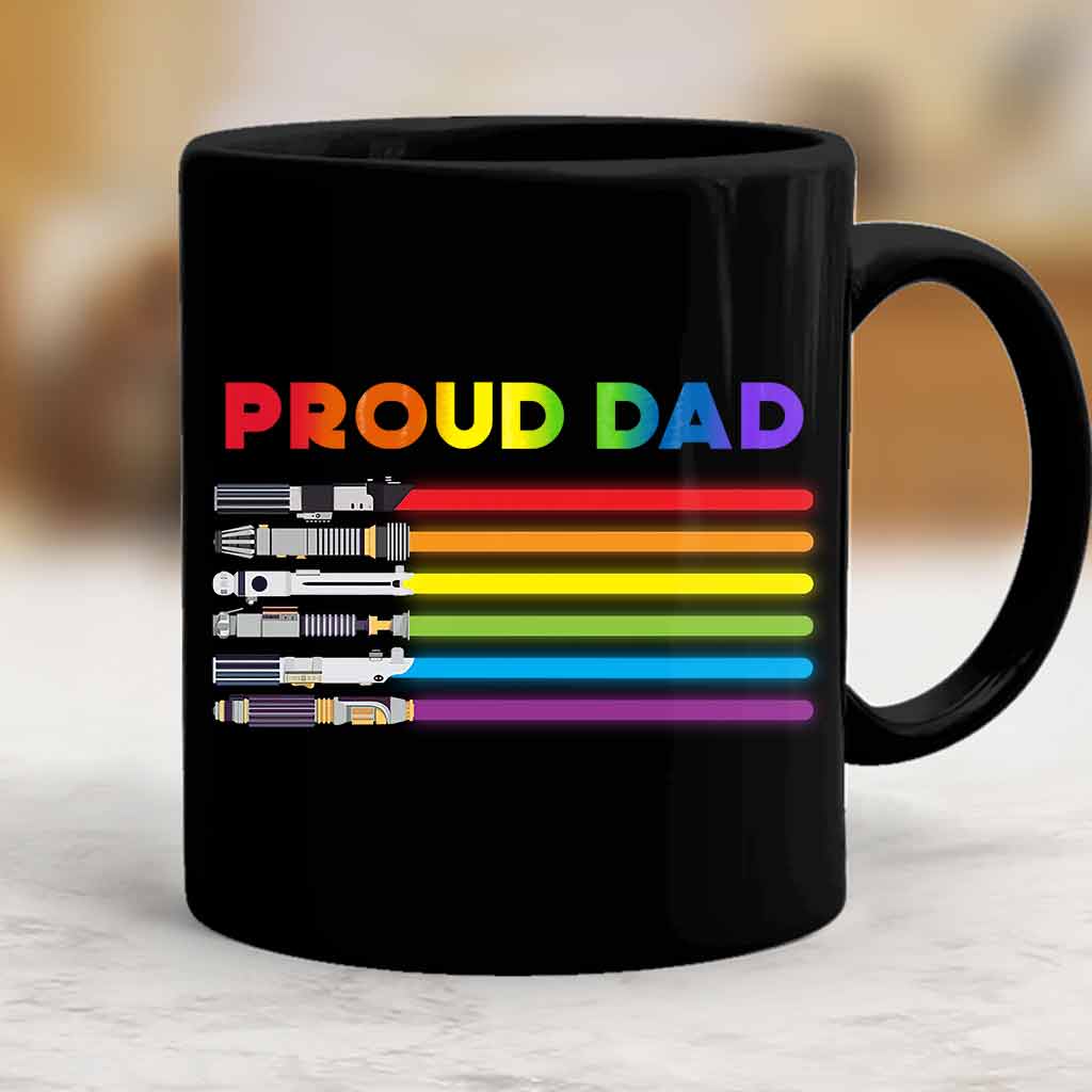 Personalized Proud Dad LGBT Support Mug - 11oz Black Ceramic