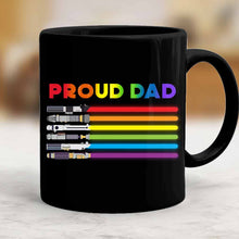 Load image into Gallery viewer, Personalized Proud Dad LGBT Support Mug - 11oz Black Ceramic

