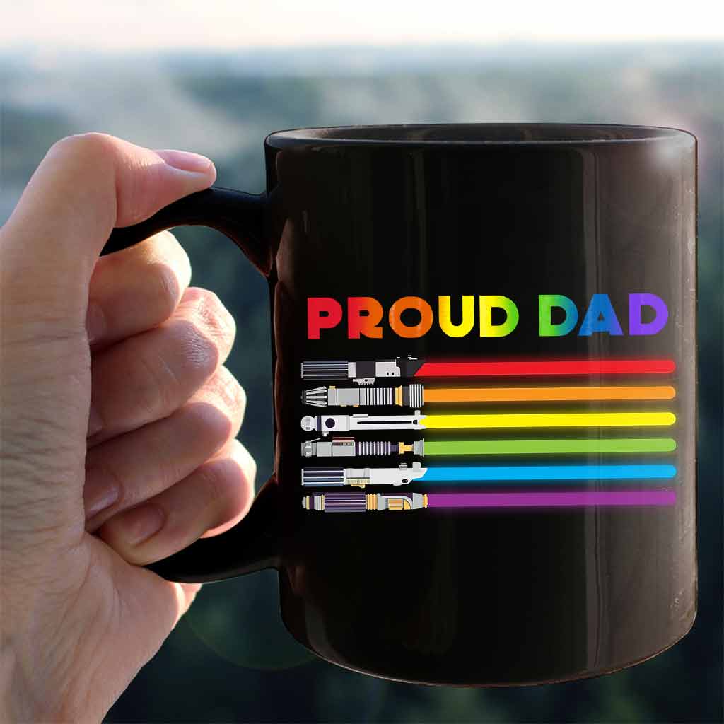 Personalized Proud Dad LGBT Support Mug - 11oz Black Ceramic