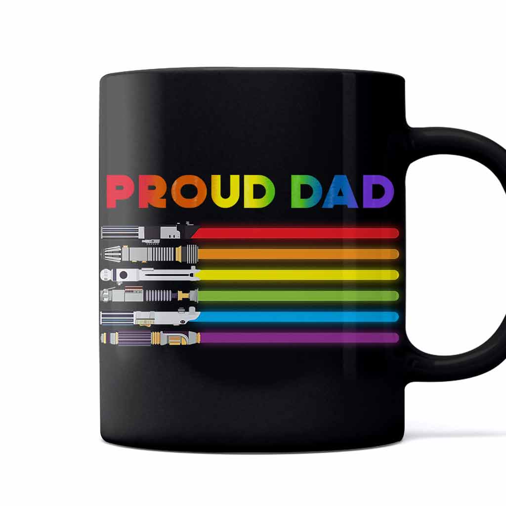 Personalized Proud Dad LGBT Support Mug - 11oz Black Ceramic