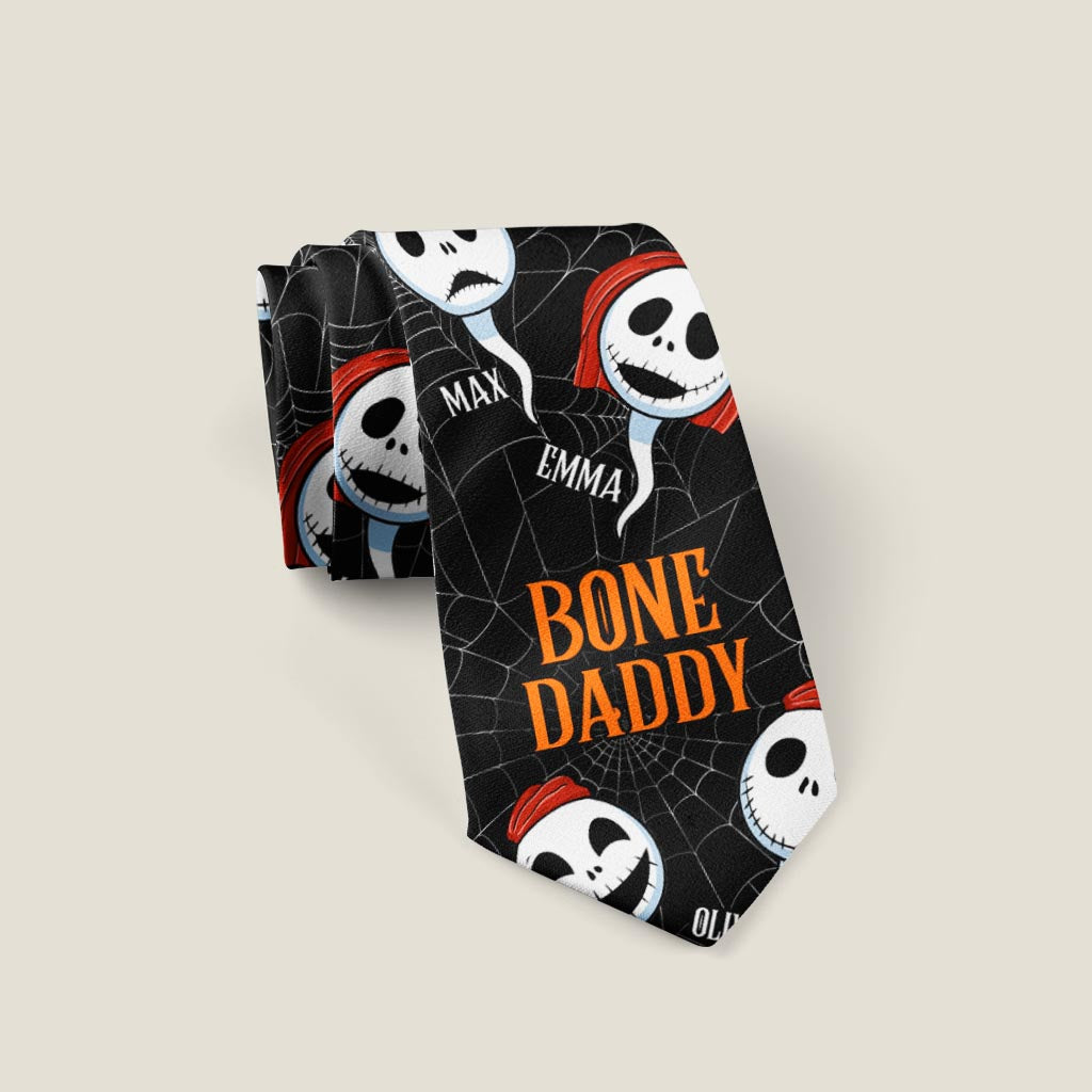 Personalized Halloween Themed Necktie with Custom Names Gift for Dad