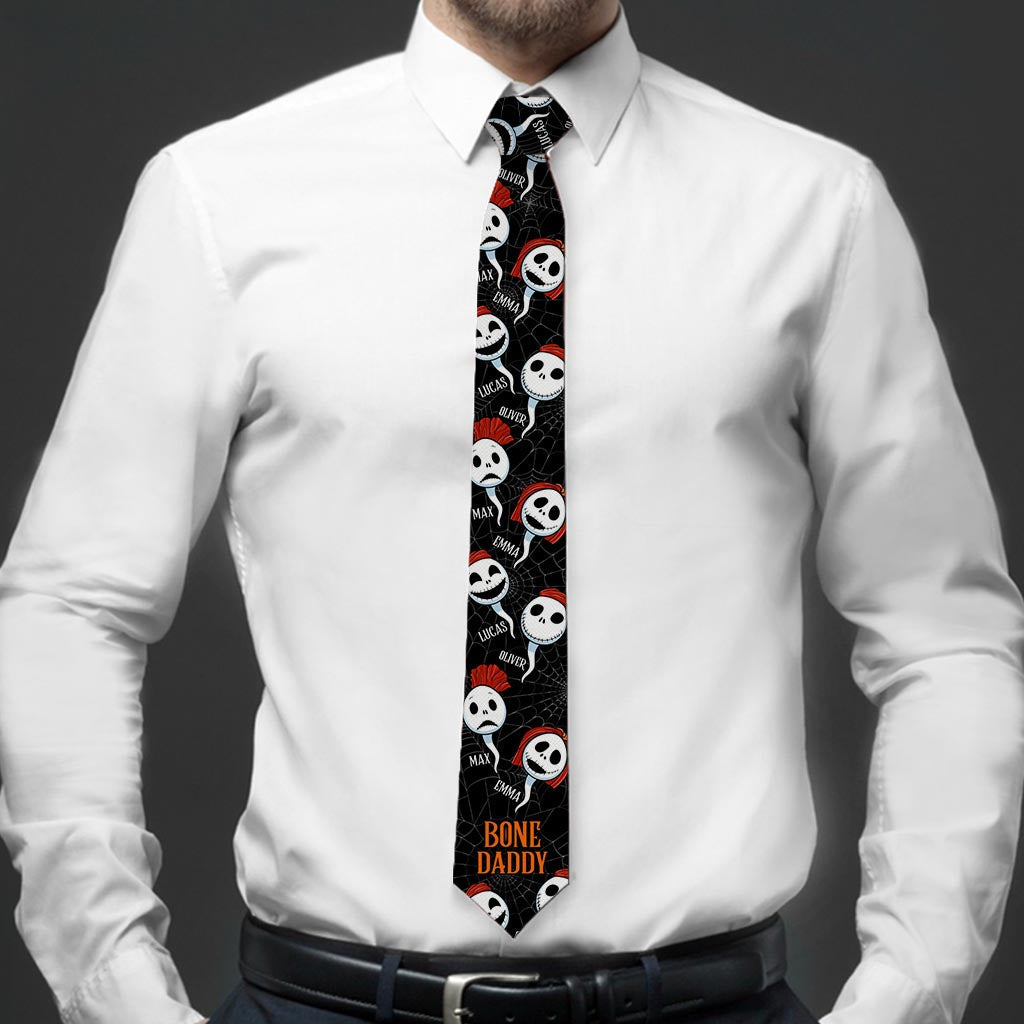 Personalized Halloween Themed Necktie with Custom Names Gift for Dad