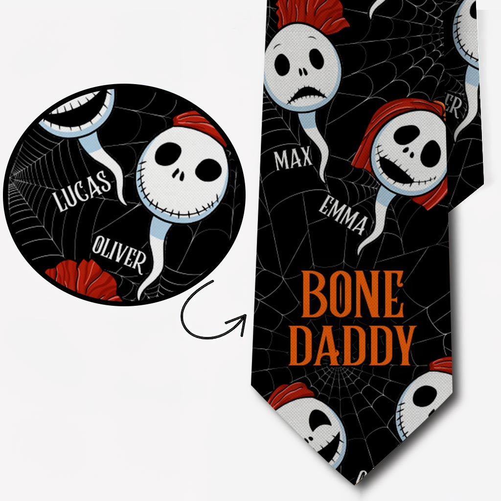 Personalized Halloween Themed Necktie with Custom Names Gift for Dad