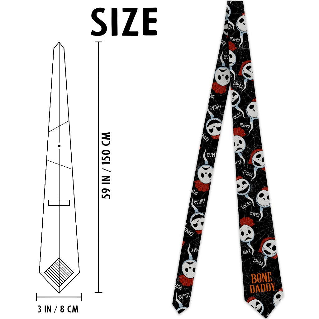 Personalized Halloween Themed Necktie with Custom Names Gift for Dad