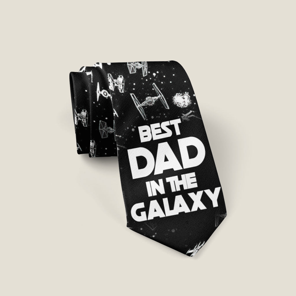 Personalized Necktie Best Dad in the Galaxy Gift for Dad