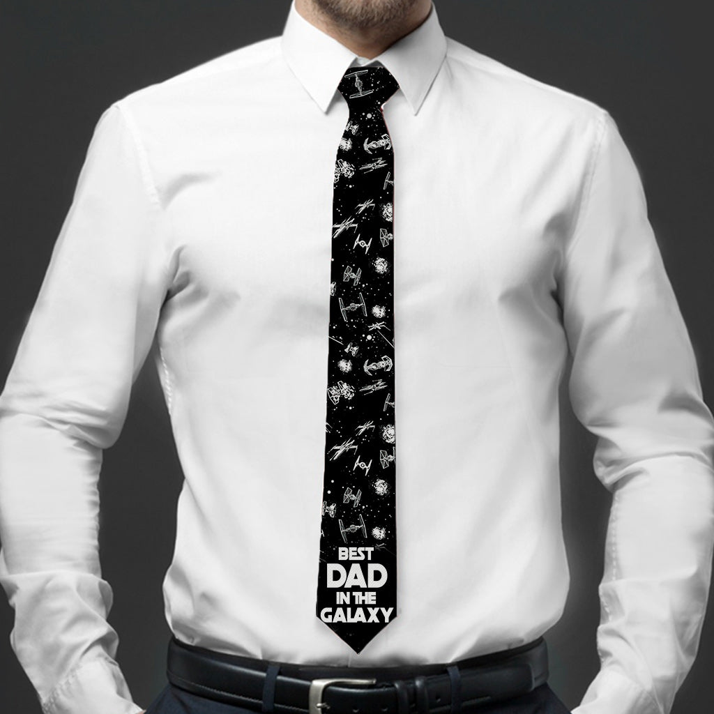 Personalized Necktie Best Dad in the Galaxy Gift for Dad