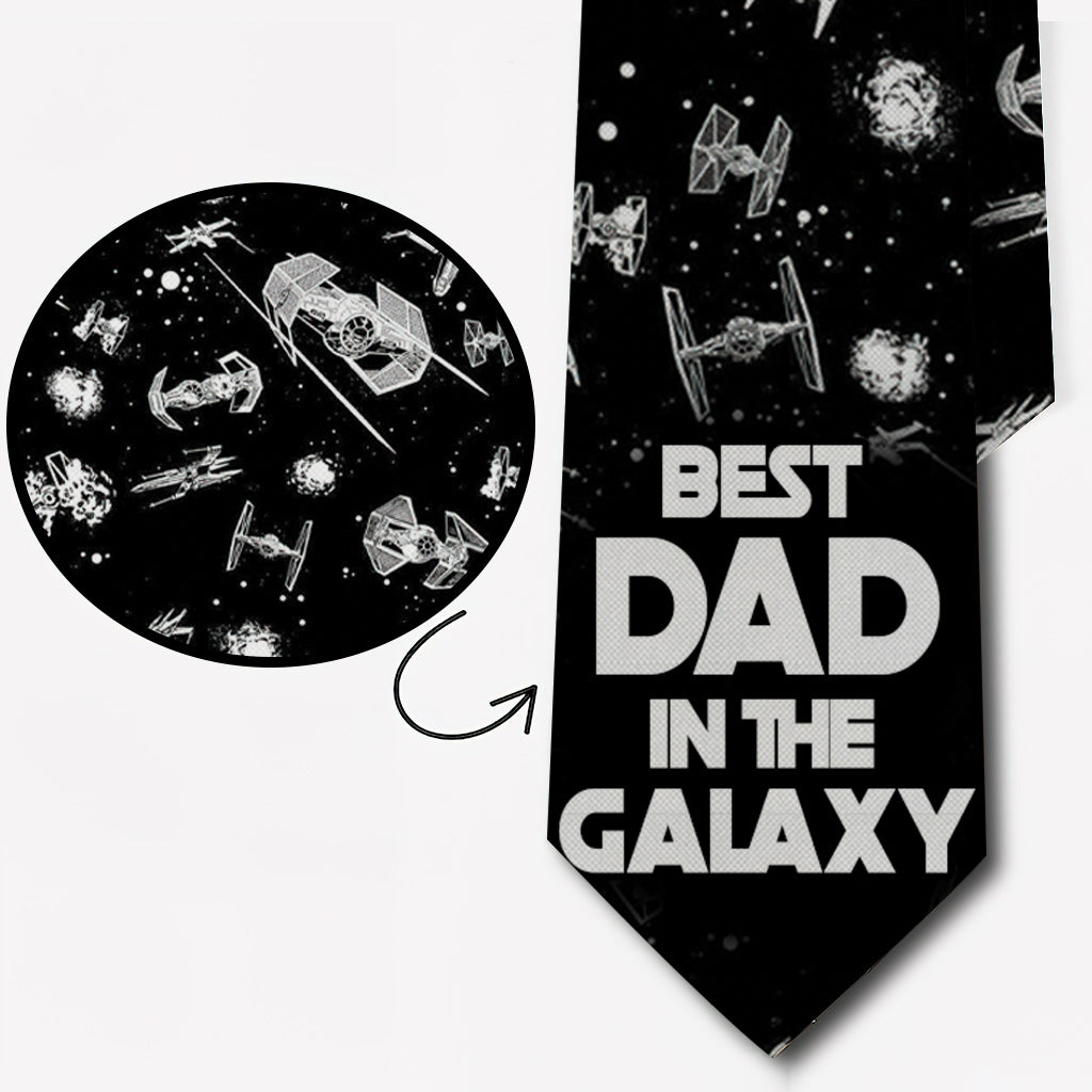 Personalized Necktie Best Dad in the Galaxy Gift for Dad