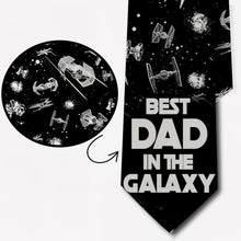 Load image into Gallery viewer, Personalized Necktie Best Dad in the Galaxy Gift for Dad
