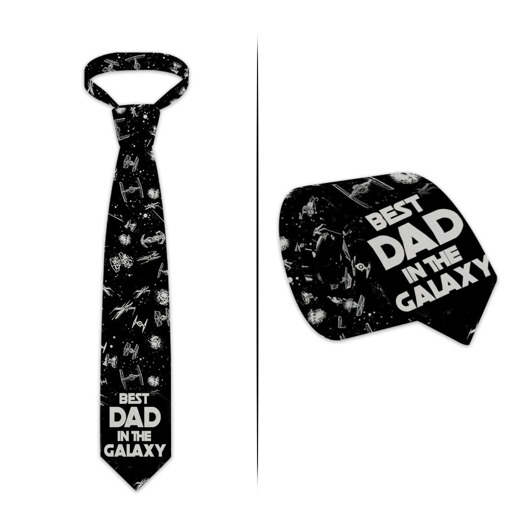 Personalized Necktie Best Dad in the Galaxy Gift for Dad