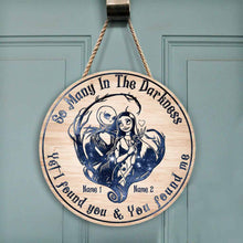 Load image into Gallery viewer, Personalized Round Wood Sign Unique Couple Gift for Halloween
