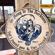 Load image into Gallery viewer, Personalized Round Wood Sign Unique Couple Gift for Halloween
