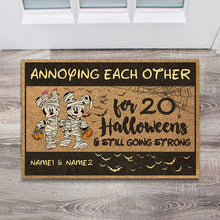 Load image into Gallery viewer, Personalized Halloween Doormat Custom Couple Names Gift
