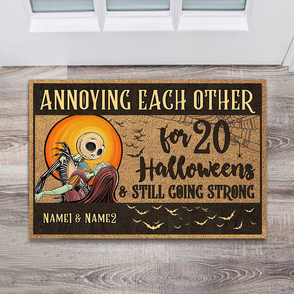 Personalized Halloween Doormat Custom Name Gift for Couples