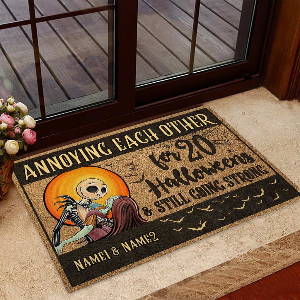 Personalized Halloween Doormat Custom Name Gift for Couples