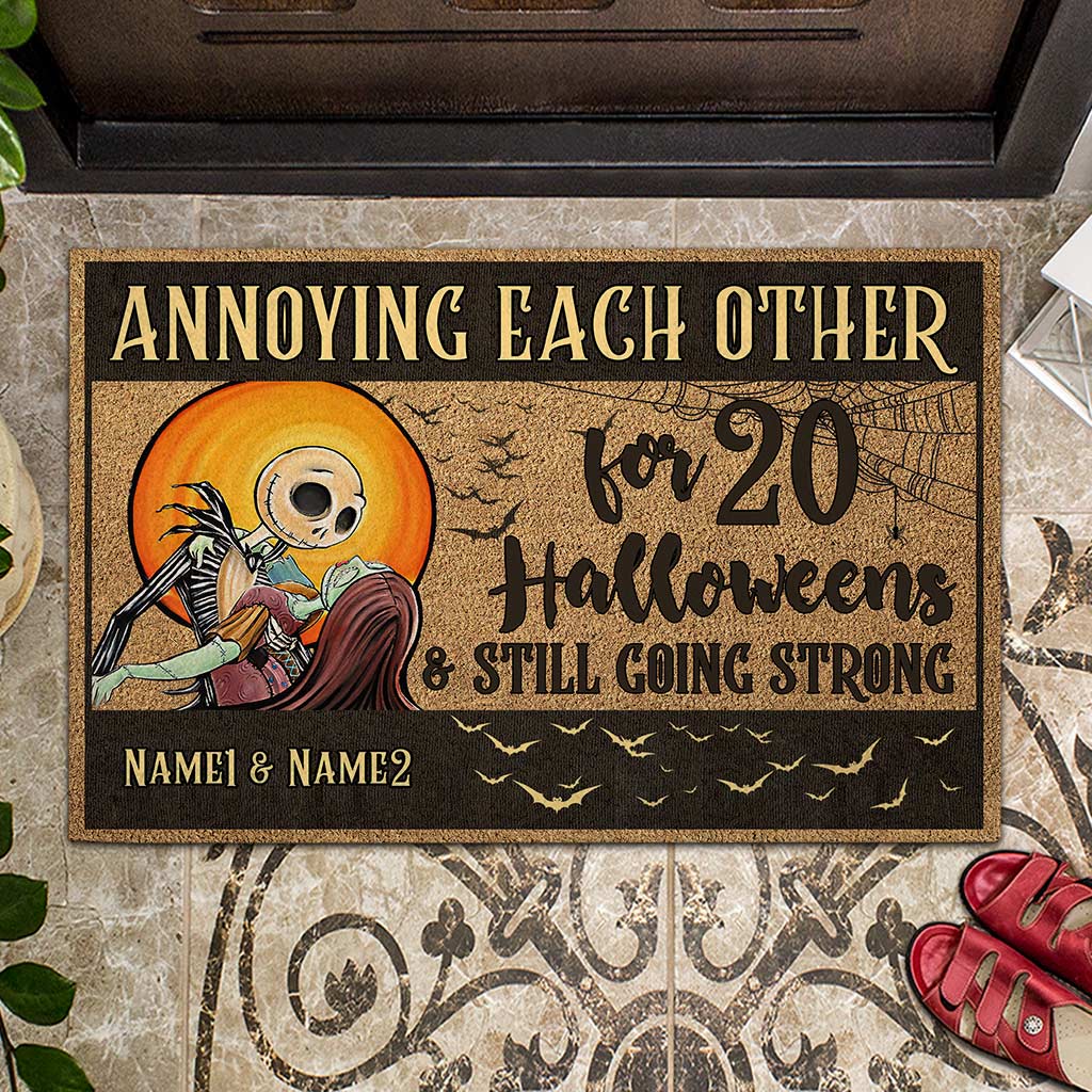 Personalized Halloween Doormat Custom Name Gift for Couples