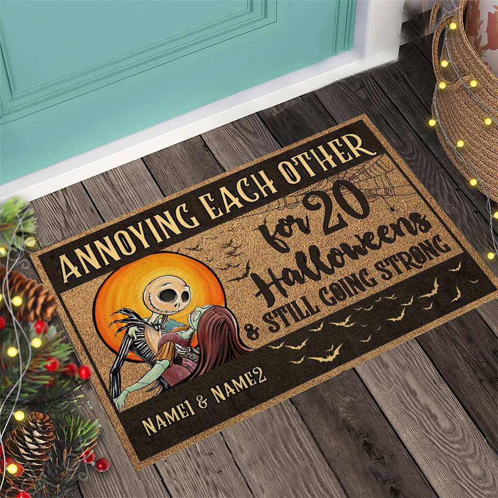 Personalized Halloween Doormat Custom Name Gift for Couples