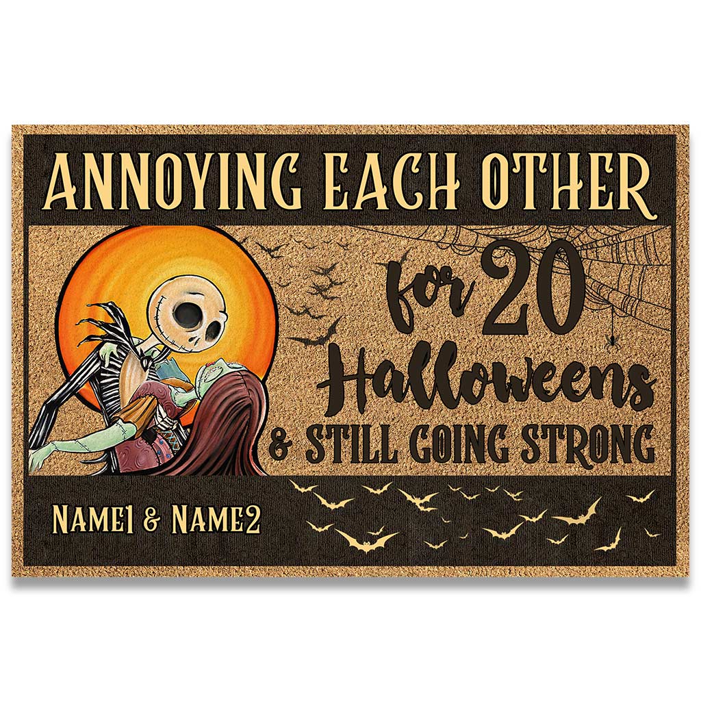 Personalized Halloween Doormat Custom Name Gift for Couples