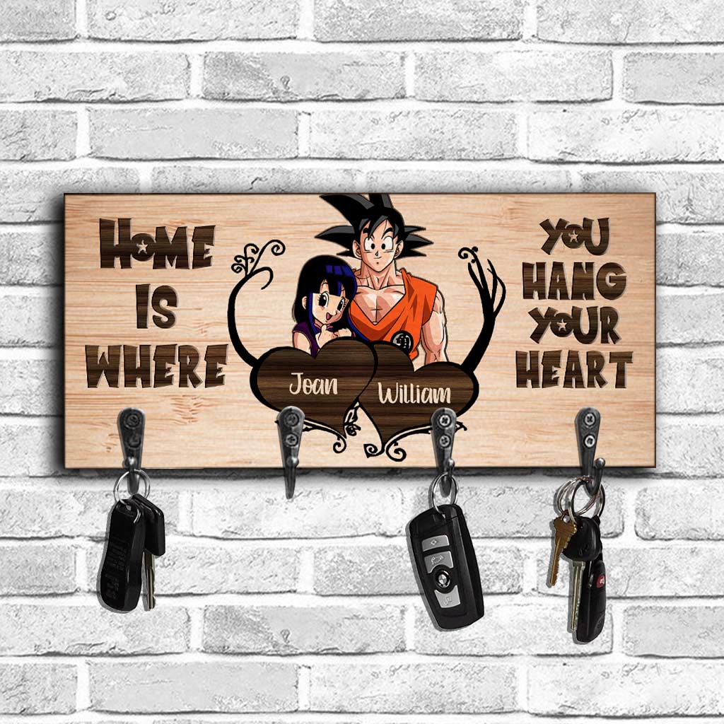 Personalized Home Is Where You Hang Key Rack with Hooks