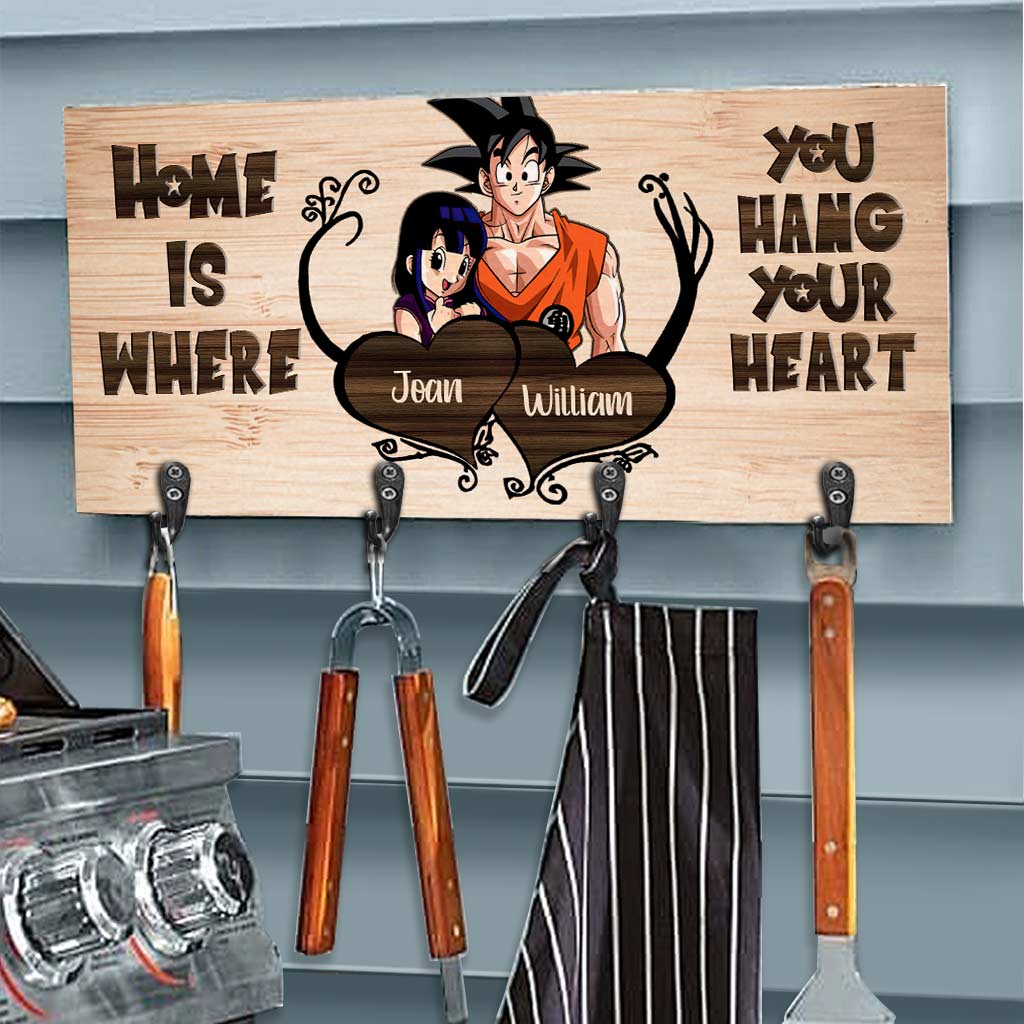 Personalized Home Is Where You Hang Key Rack with Hooks