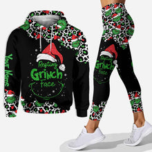 Load image into Gallery viewer, Personalized Grinch Face Hoodie and Leggings Set for Christmas
