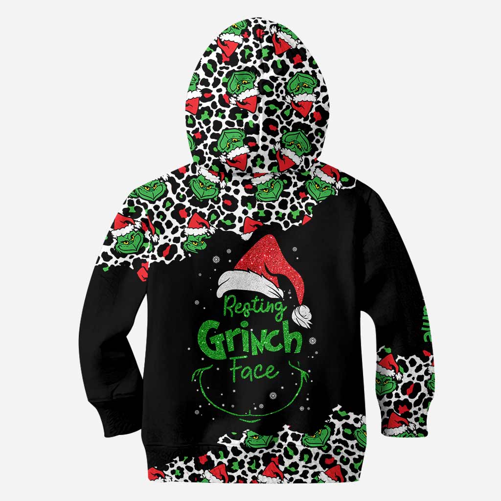 Personalized Grinch Face Hoodie and Leggings Set for Christmas