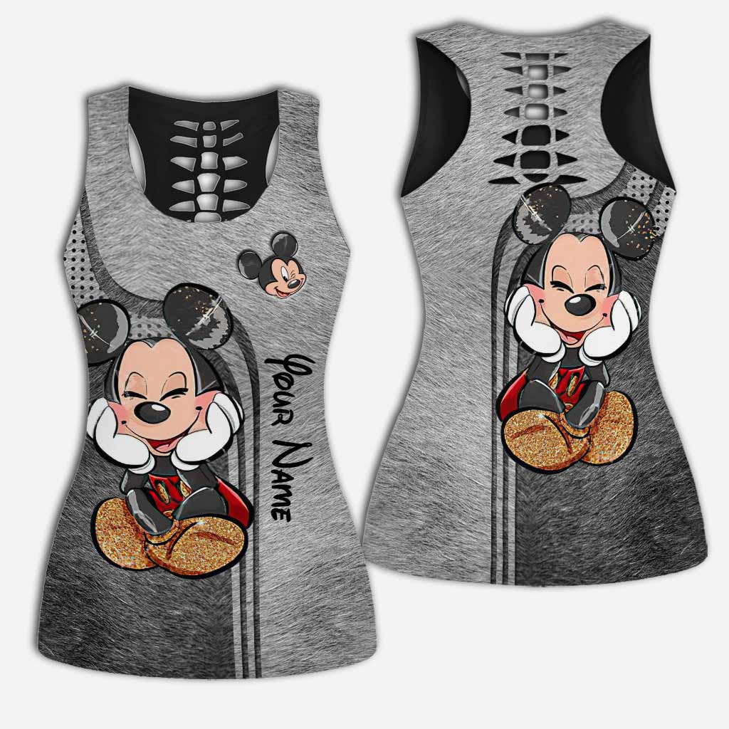 Personalized Mickey Mouse Hollow Tank Top & Leggings Set - Custom Name Gift for Birthday