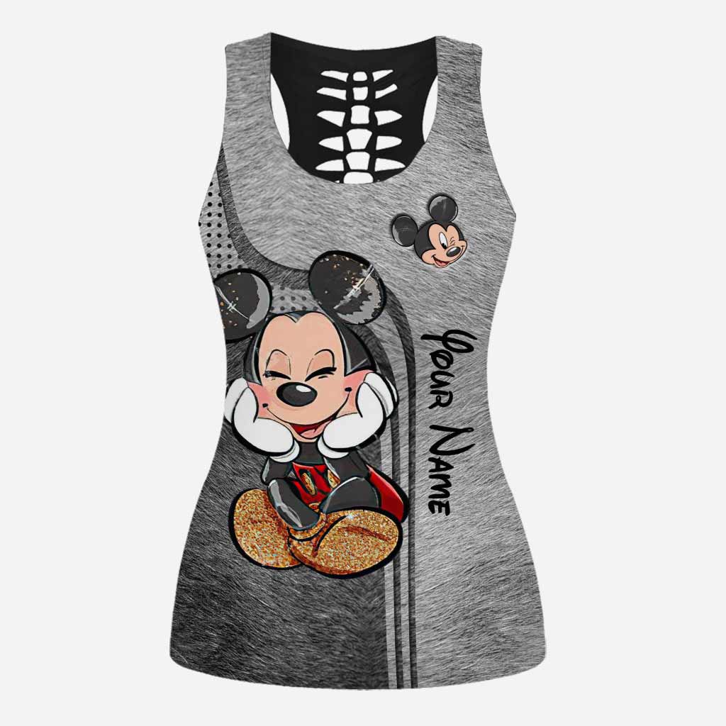 Personalized Mickey Mouse Hollow Tank Top & Leggings Set - Custom Name Gift for Birthday