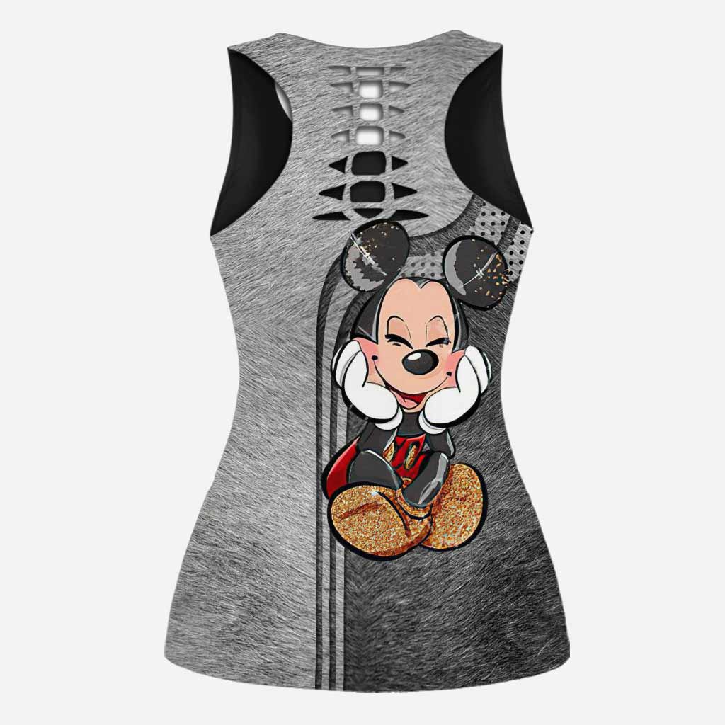 Personalized Mickey Mouse Hollow Tank Top & Leggings Set - Custom Name Gift for Birthday