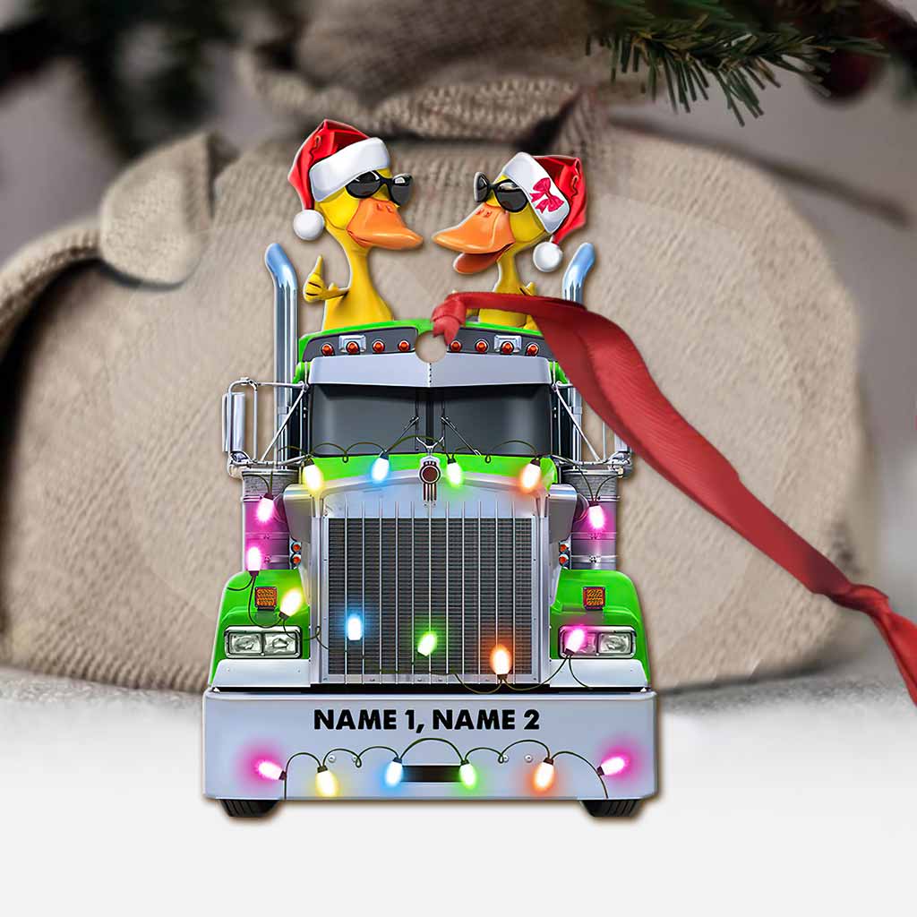 Personalized Christmas Ornament with Custom Names & Truck Design