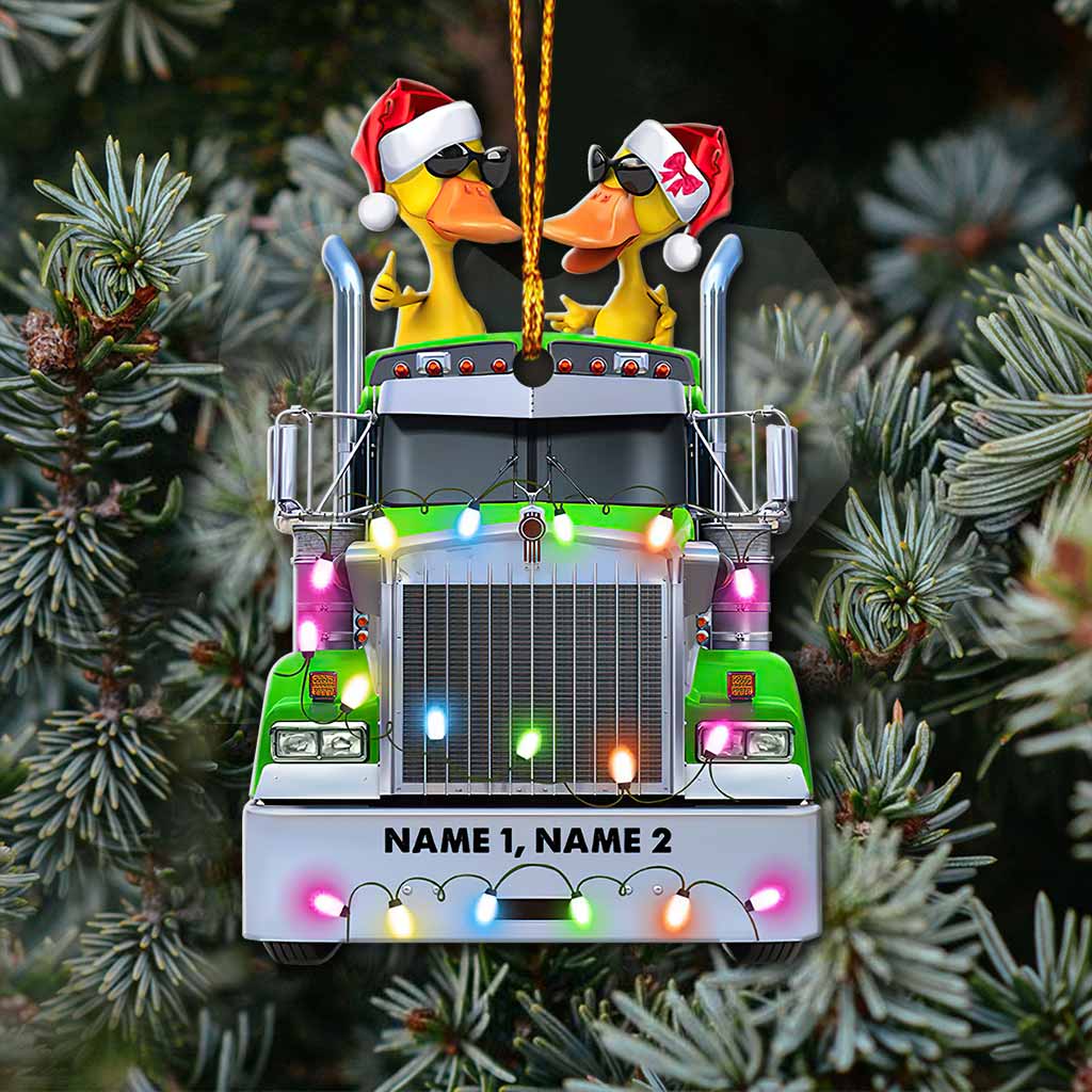 Personalized Christmas Ornament with Custom Names & Truck Design