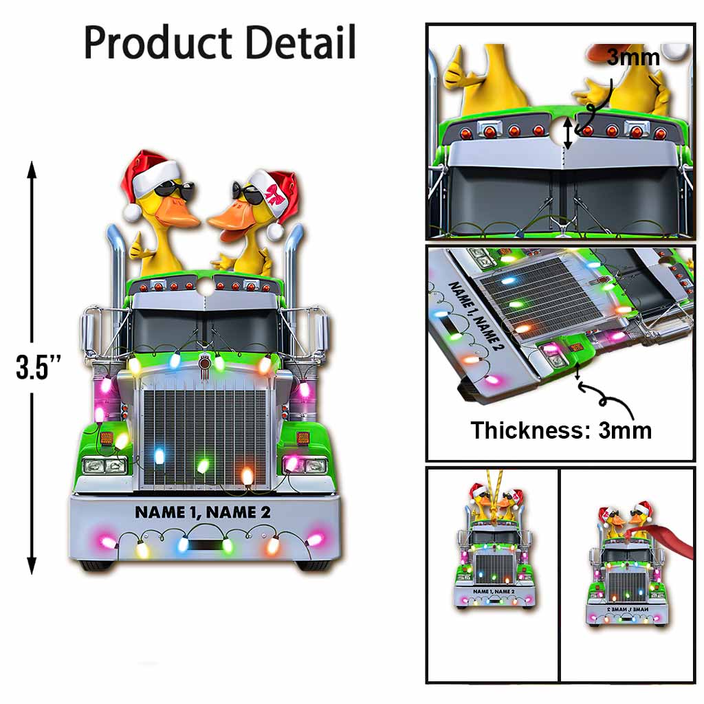 Personalized Christmas Ornament with Custom Names & Truck Design