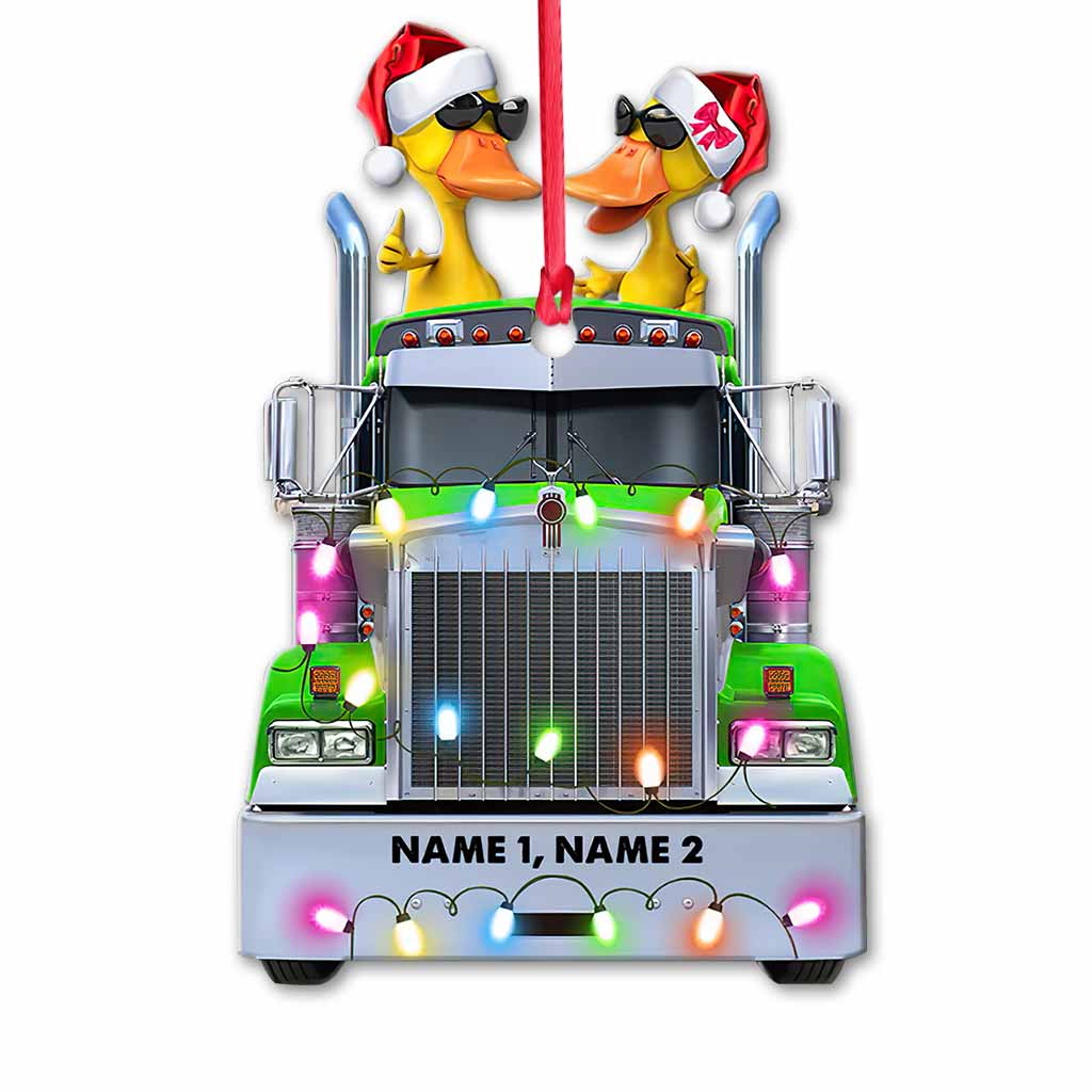 Personalized Christmas Ornament with Custom Names & Truck Design