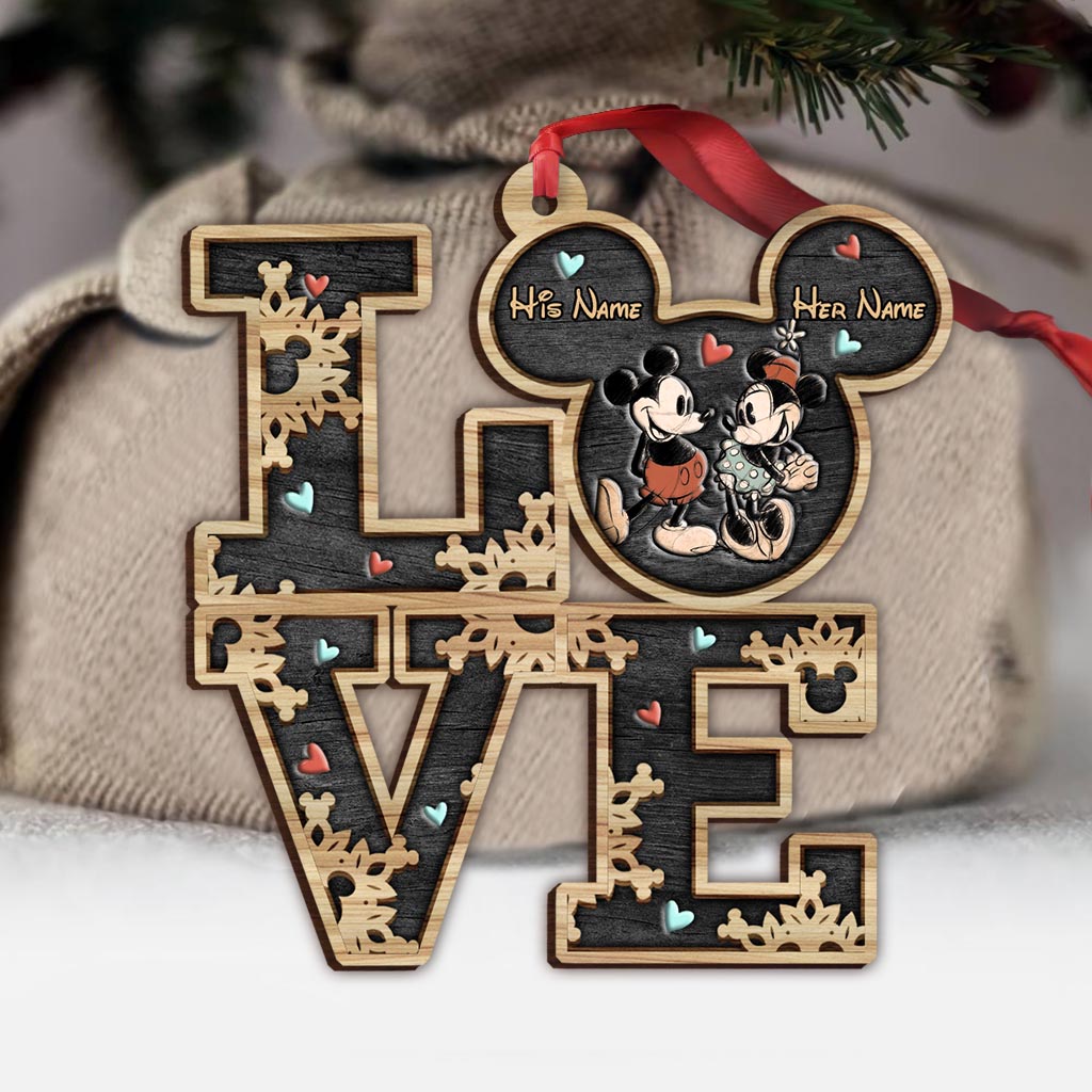 Personalized Mickey Mouse Ears Christmas Ornament Gift for Couple