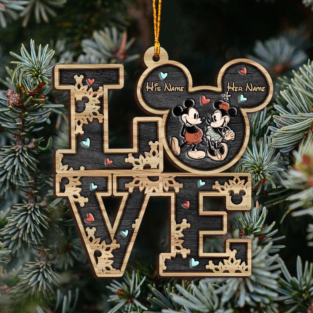 Personalized Mickey Mouse Ears Christmas Ornament Gift for Couple