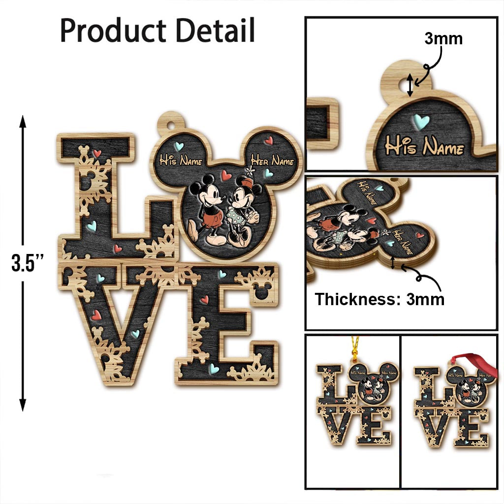 Personalized Mickey Mouse Ears Christmas Ornament Gift for Couple