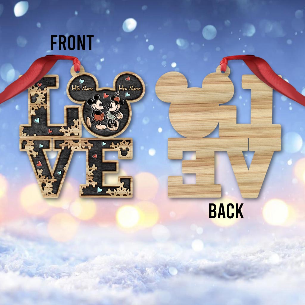 Personalized Mickey Mouse Ears Christmas Ornament Gift for Couple
