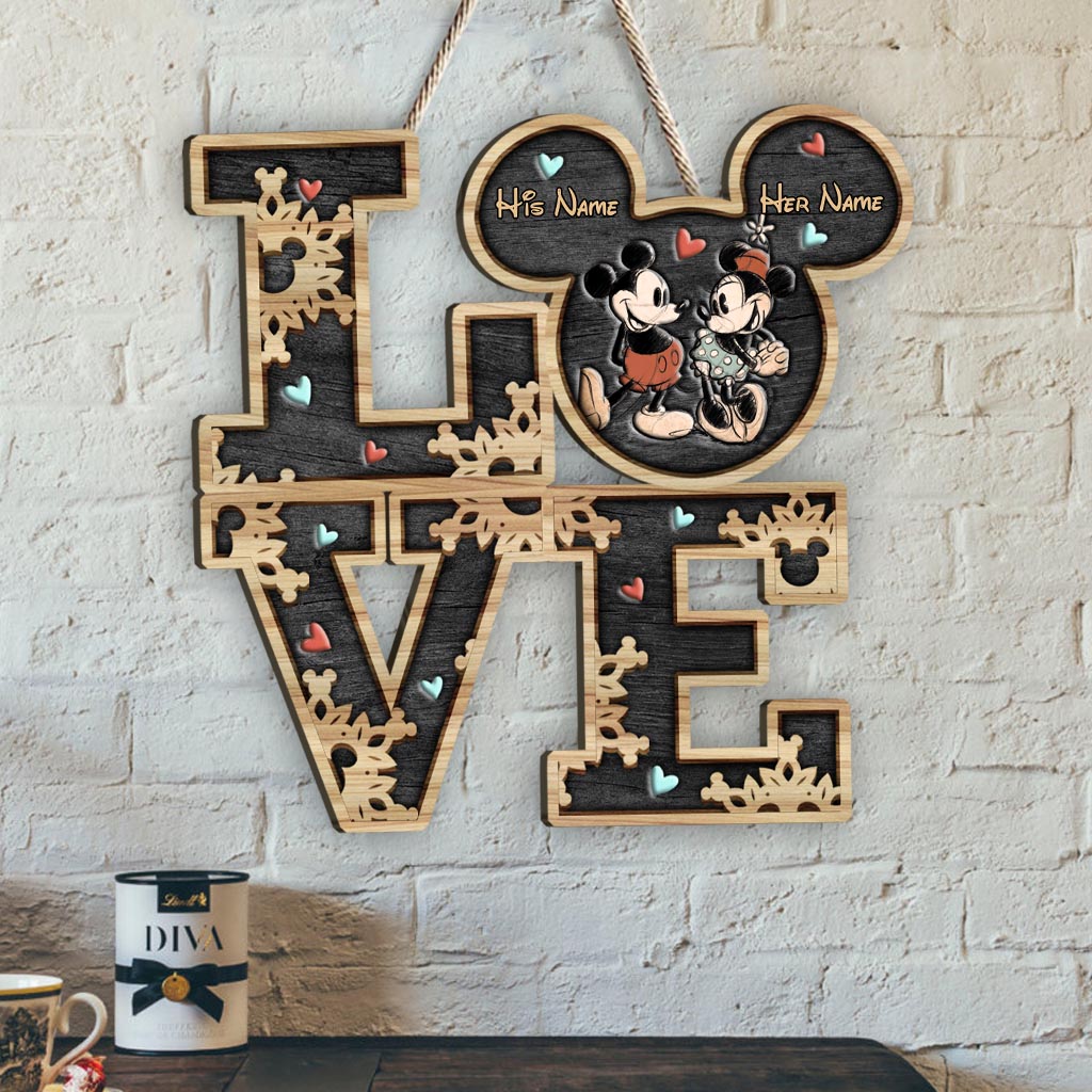Personalized Couple Mouse Wood Sign Custom Name Unique Gift