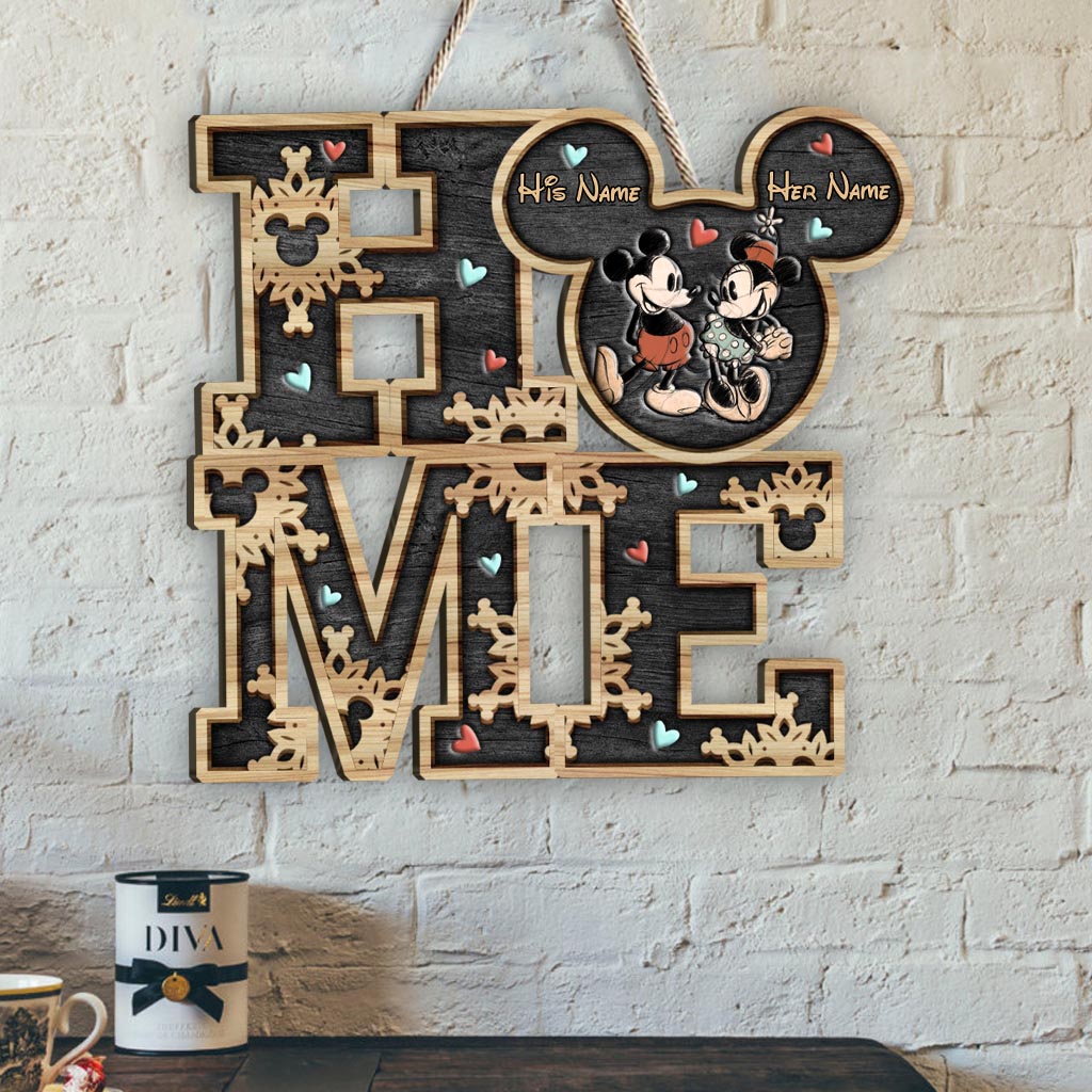 Personalized Couple Home Sign with Mickey Mouse Design