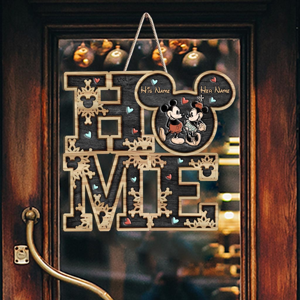 Personalized Couple Home Sign with Mickey Mouse Design