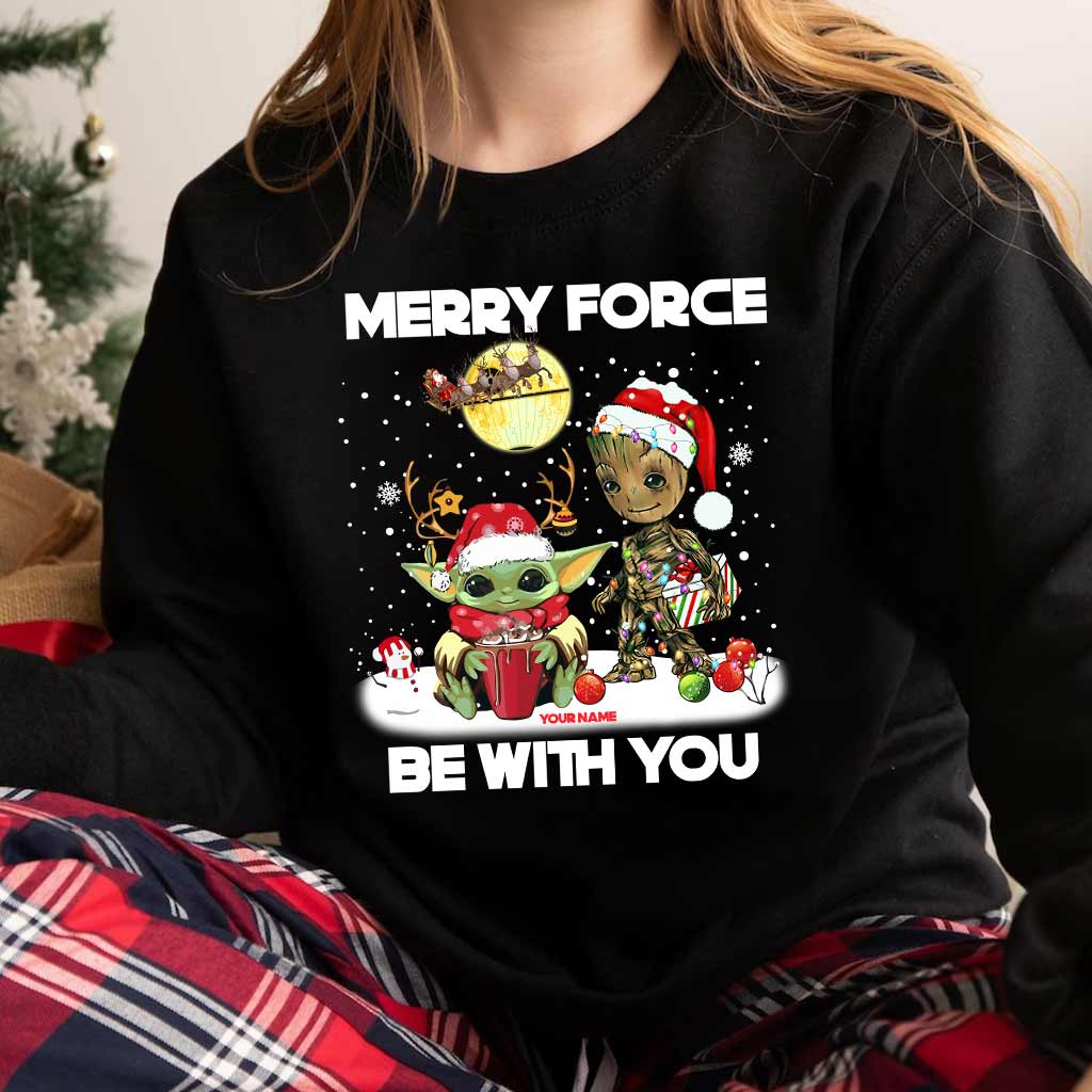 Personalized Merry Force Be With You Christmas T-shirt & Hoodie Gift
